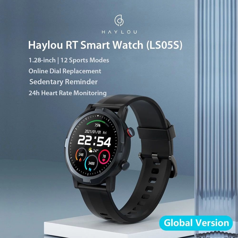 Haylou RT Smartwatch 12 Workout Modes Custom Watch Faces Health Monitor Fashion Sports Watch - Black