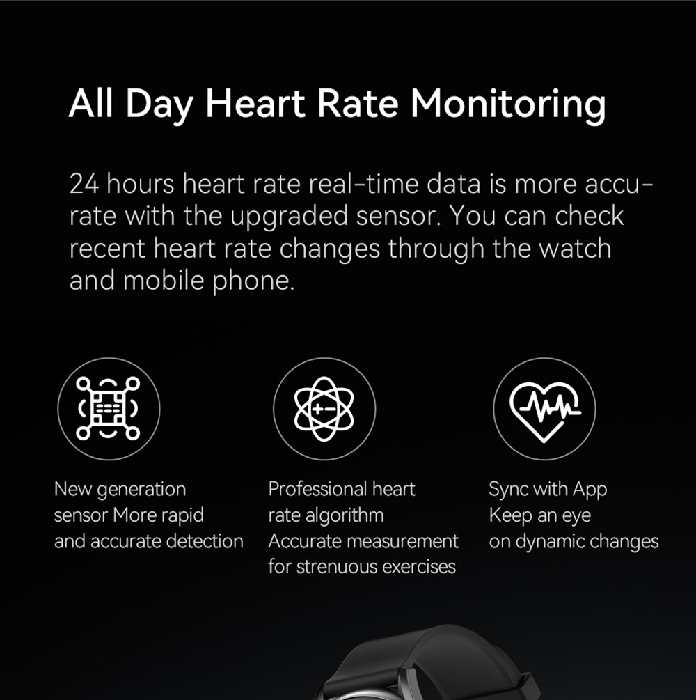 Haylou RT2 Smartwatch 12 Sports Modes Custom Watch Face Health Monitor Sports Watch - Black