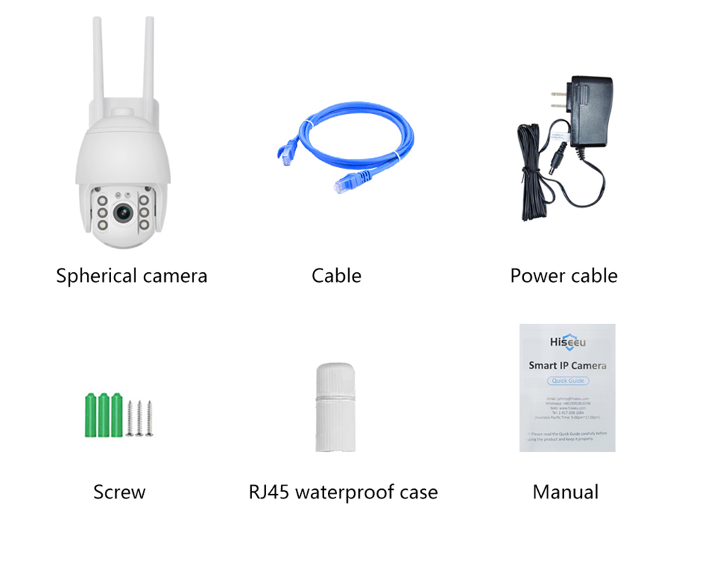 Hiseeu 1536P Wireless PTZ IP Camera WIFI 5X Digital Zoom Outdoor Security Camera with 64G SD Card