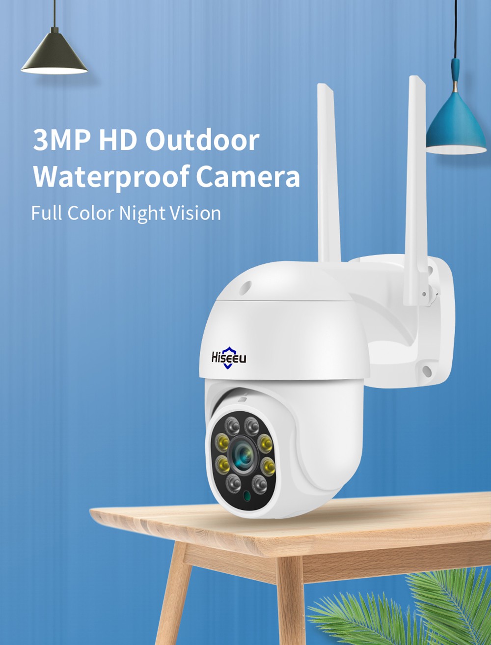 Hiseeu 3MP Wireless PTZ Speed Dome IP Camera WiFi Outdoor Two-way Audio CCTV Security Smart Video Surveillance Camera