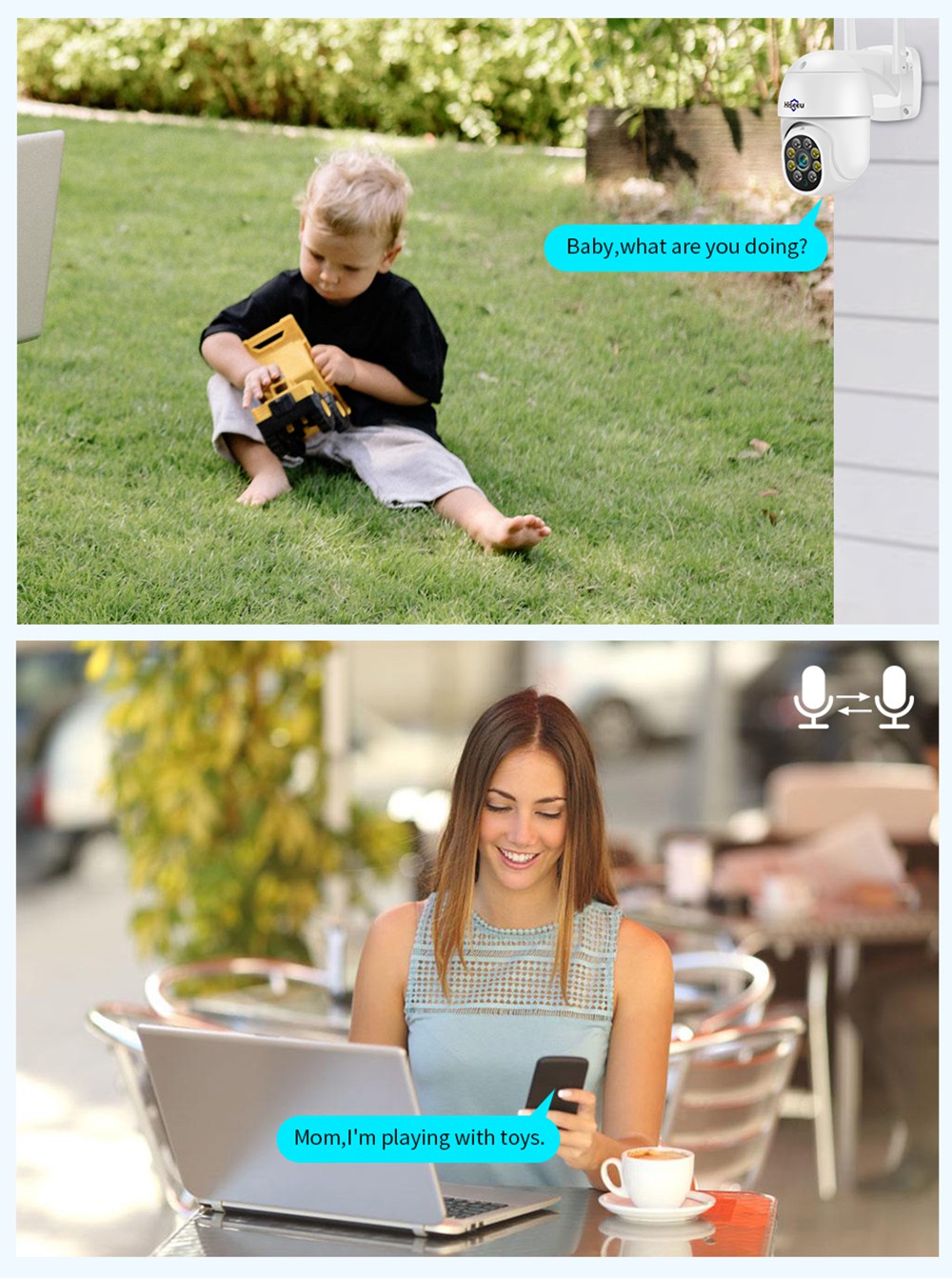 Hiseeu 3MP Wireless PTZ Speed Dome IP Camera WiFi Outdoor Two-way Audio CCTV Security Smart Video Surveillance Camera