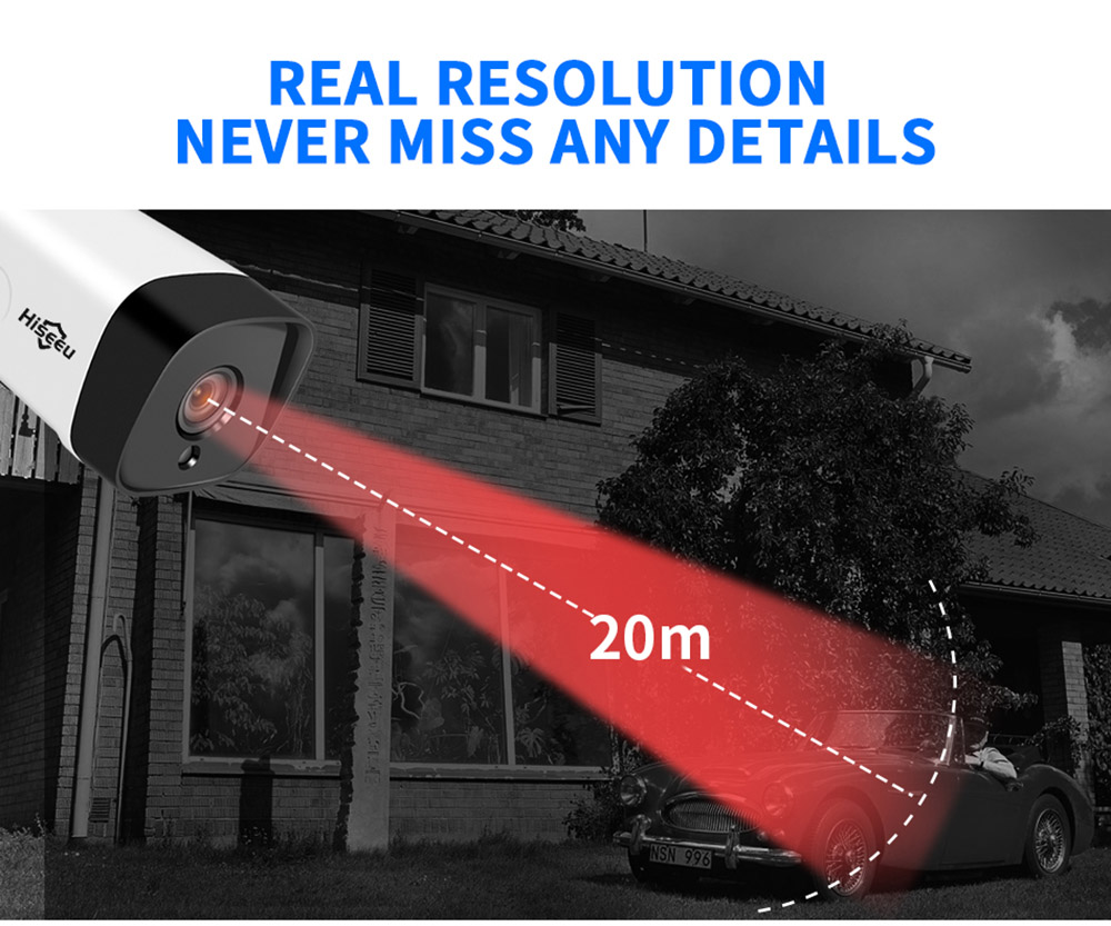 Hiseeu 5MP Surveillance POE IP Camera Two Way Audio Outdoor Waterproof Security CCTV for POE Video Recorder NVR