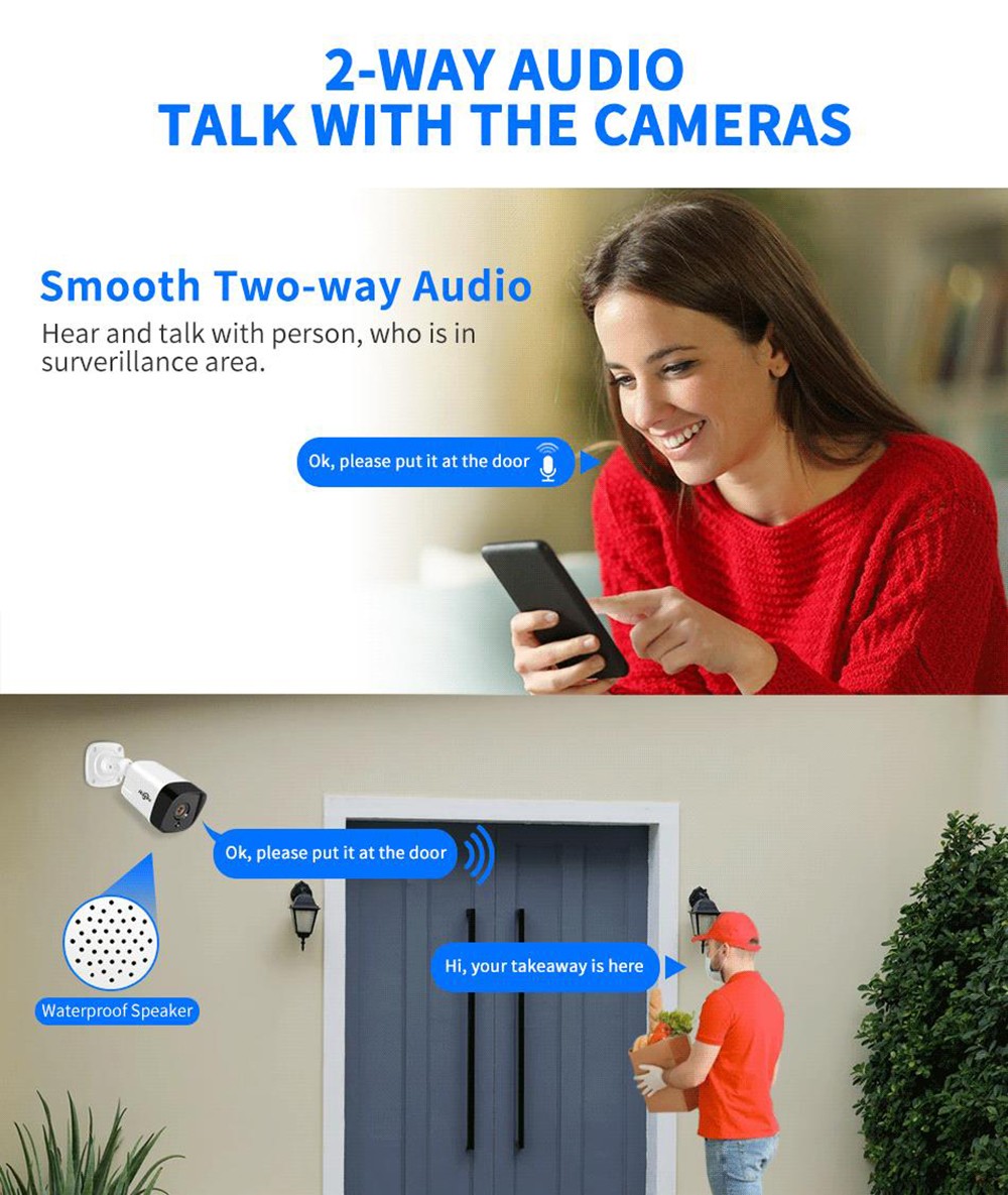 Hiseeu 5MP Surveillance POE IP Camera Two Way Audio Outdoor Waterproof Security CCTV for POE Video Recorder NVR