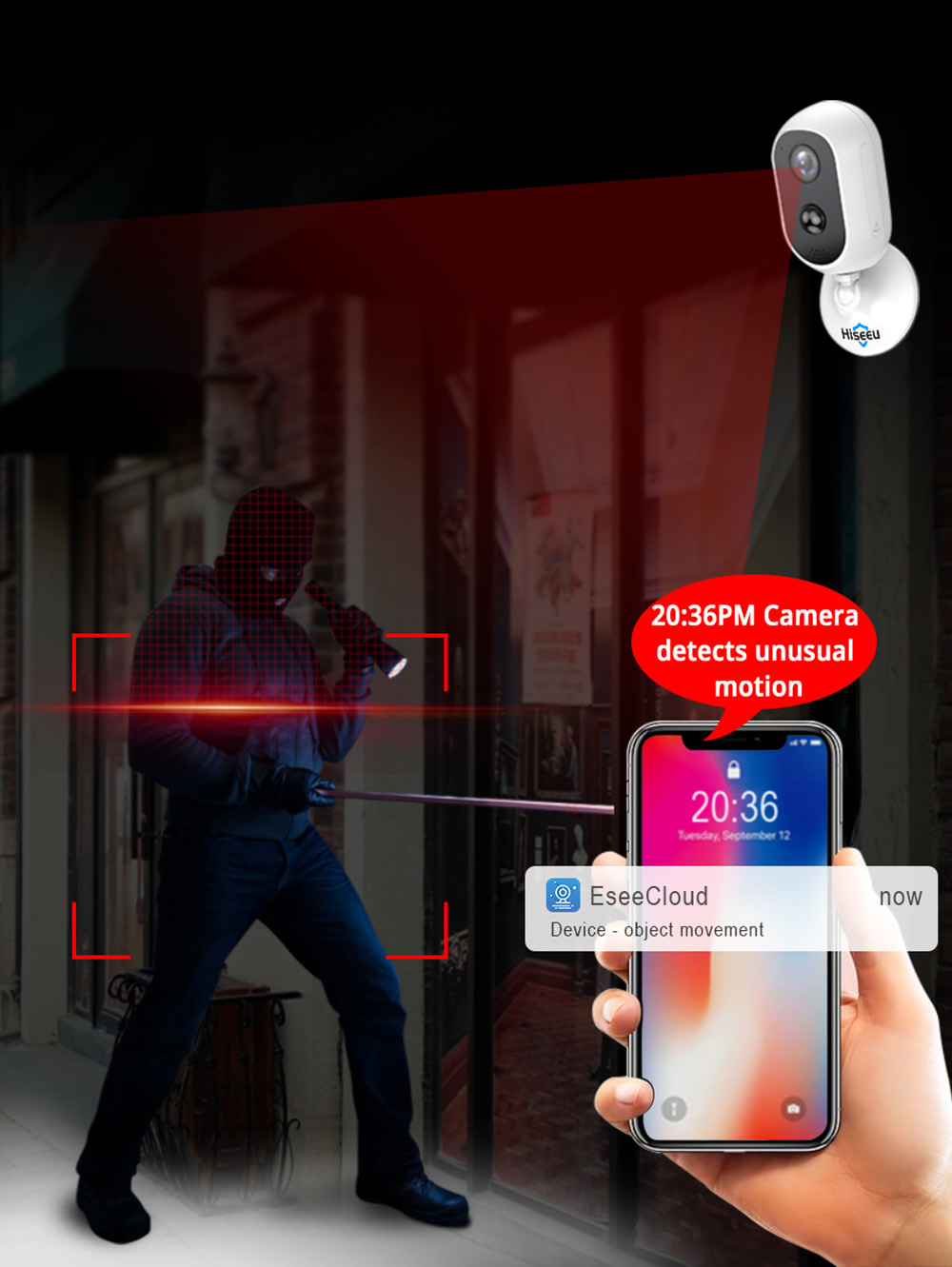 Hiseeu C30 1536P 3MP Wireless Battery IP Camera Rechargeable 2 Way Audio Outdoor Weatherproof Security Wifi solar