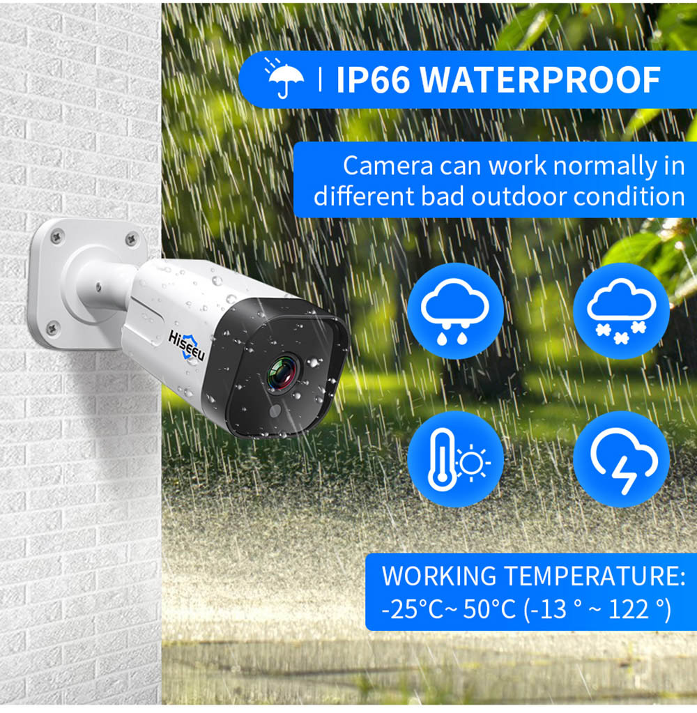 Hiseeu IP POE 3MP CCTV Security Surveillance Camera System Kit Set Outdoor AI Camera Two Way Audio NVR Video Recorder