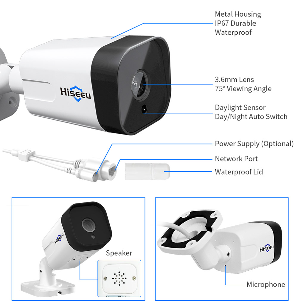 Hiseeu IP POE 5MP CCTV Security Surveillance Camera