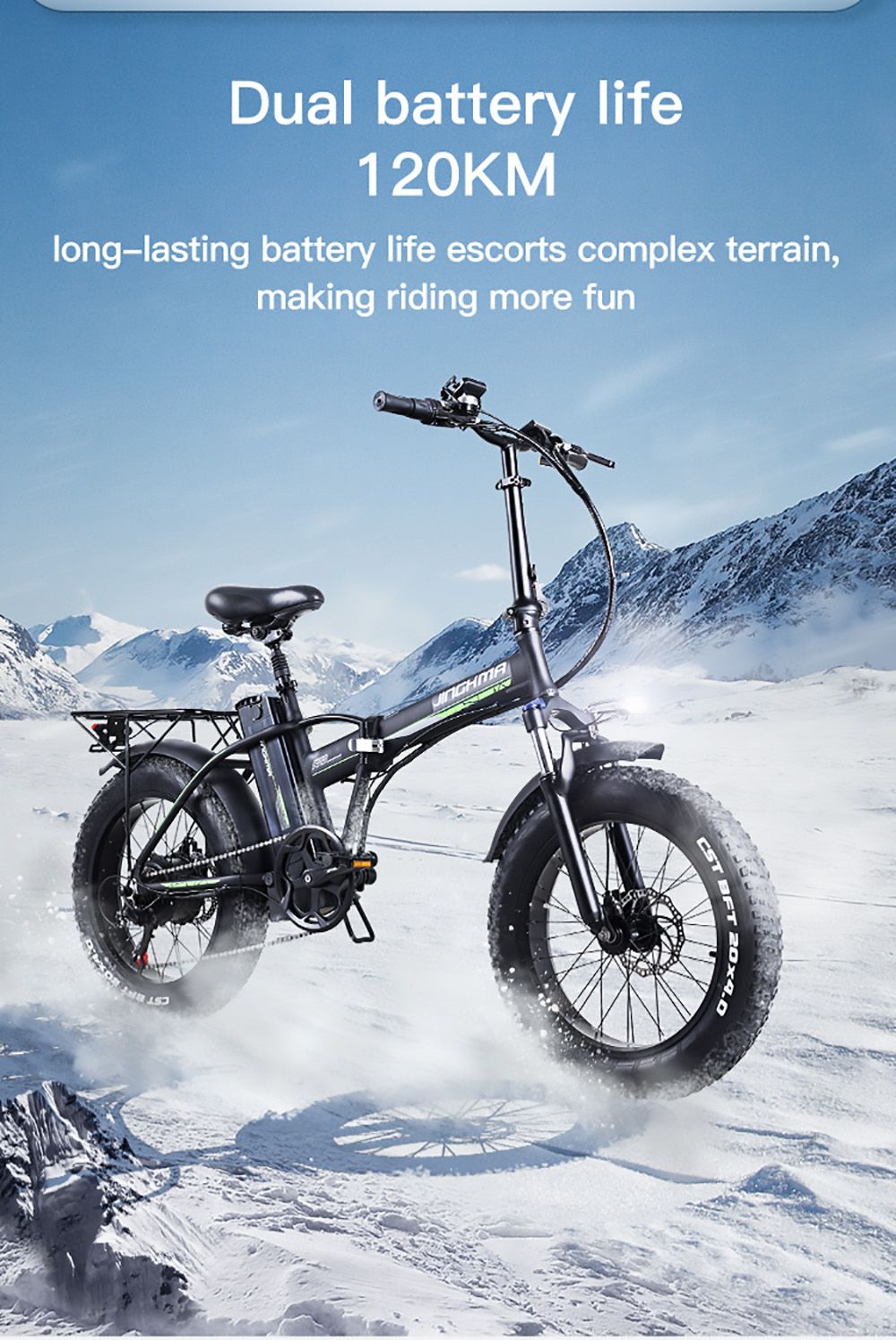 JINGHMA R8 500W 48V 15Ah 20 Inch Tire Electric Bicycle 40km/h Max Speed ​​90km Range 120kg Max Load