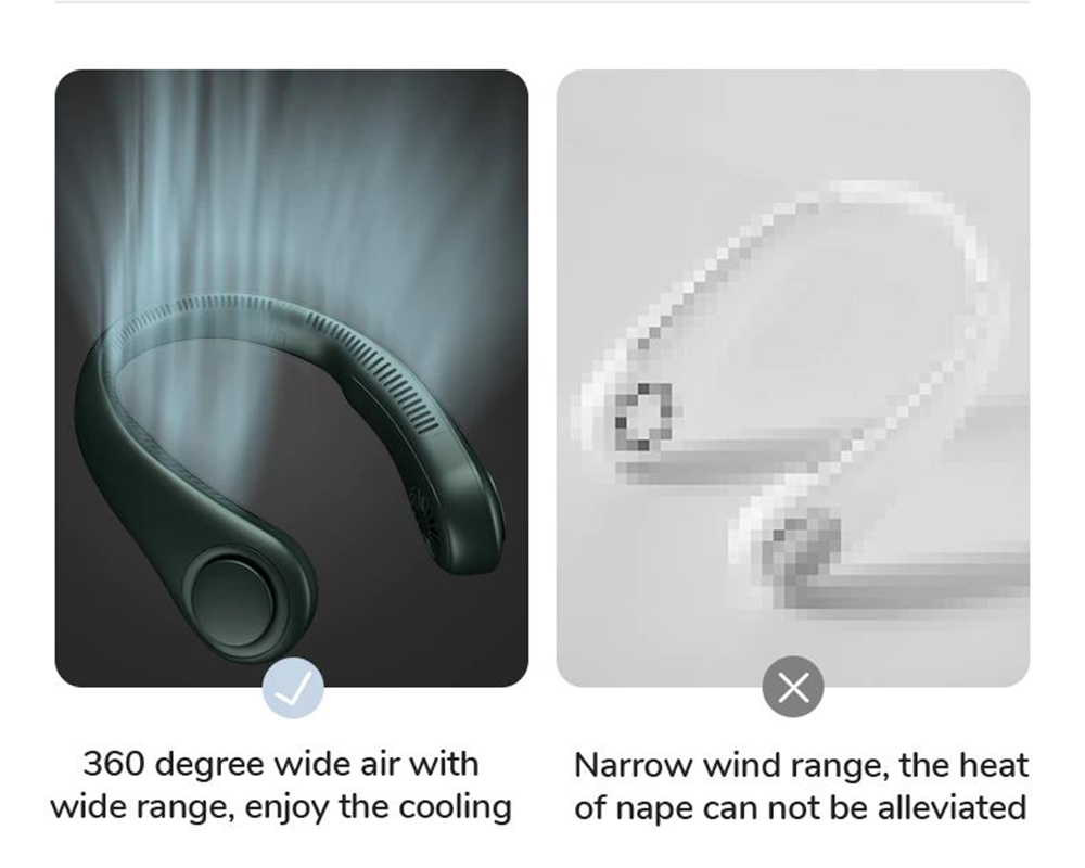 JISULIFE F12 Mini Neck Fan Portable Bladeless USB Rechargeable Mute Sports Fans for Outdoor Ventilador Portatil Abanicos