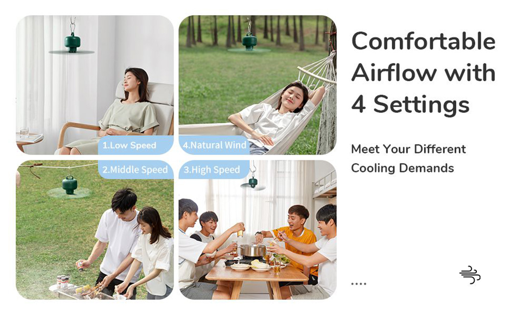 JISULIFE F16 Ceiling Fan USB Rechargeable Portable Household Electric Hanging Fans with Remote Control