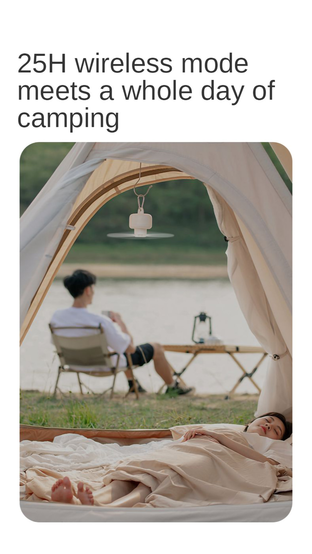 JISULIFE F16 Ceiling Fan USB Rechargeable Portable Household Electric Hanging Fans with Remote Control