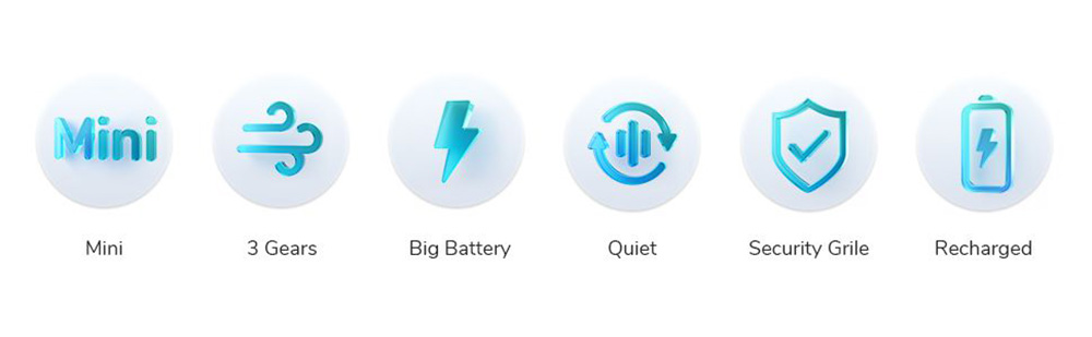 JISULIFE F20 Mini Fan USB Kipas Silence Portable Rechargeable Handheld Fans Vertical Air Cooler 2000 mAH