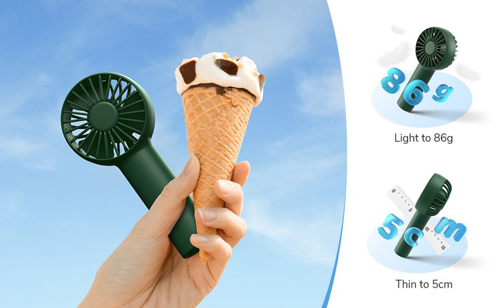 JISULIFE F20 Mini Fan USB Kipas Silence Portable Rechargeable Handheld Fans Vertical Air Cooler 2000 mAH