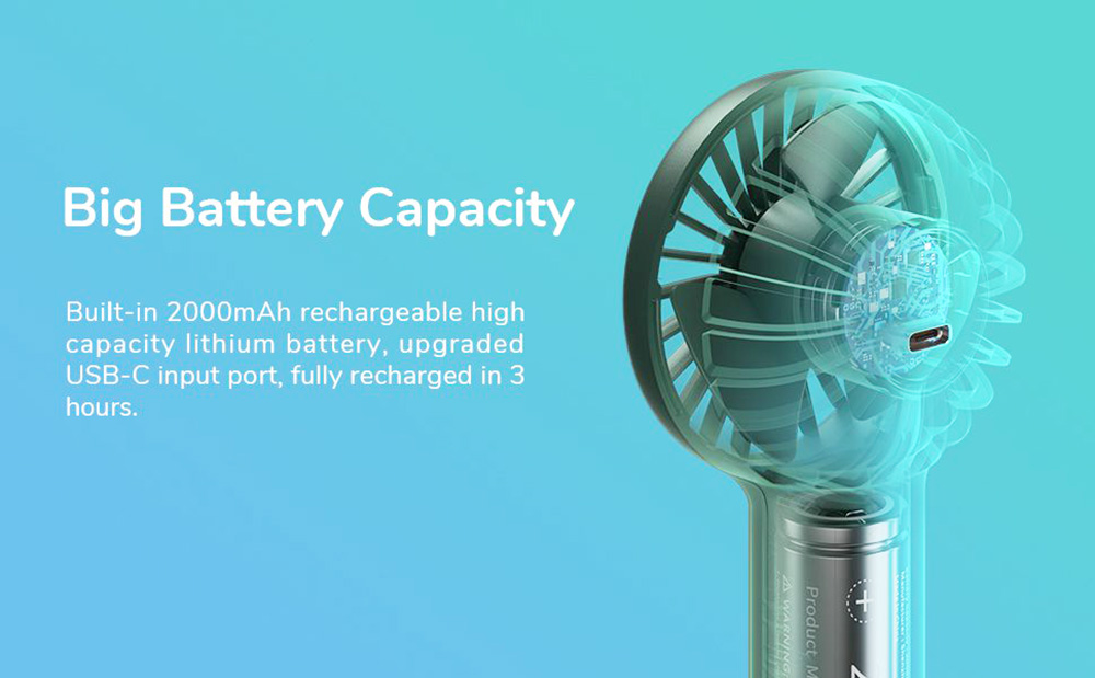 JISULIFE F20 Mini Fan USB Kipas Silence Portable Rechargeable Handheld Fans Vertical Air Cooler 2000 mAH
