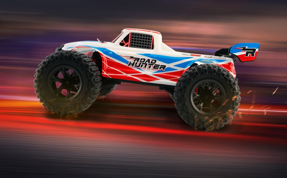 JJRC Q123 1: 10 Racing Car Field Pickup Brushed 4WD RTR RC Truck High Speed Off-Road with 2 Batteries - White & Blue