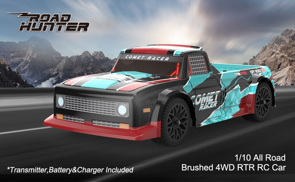 JJRC Q125 1/10 Racing Car All Road Brushed 4WD RTR RC Car High Speed Off-Road with 2 Batteries - Red