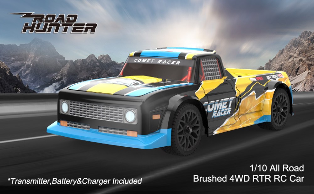 JJRC Q125 1/10 Racing Car All Road Brushed 4WD RTR RC Car High Speed Off-Road with 2 Batteries - Red