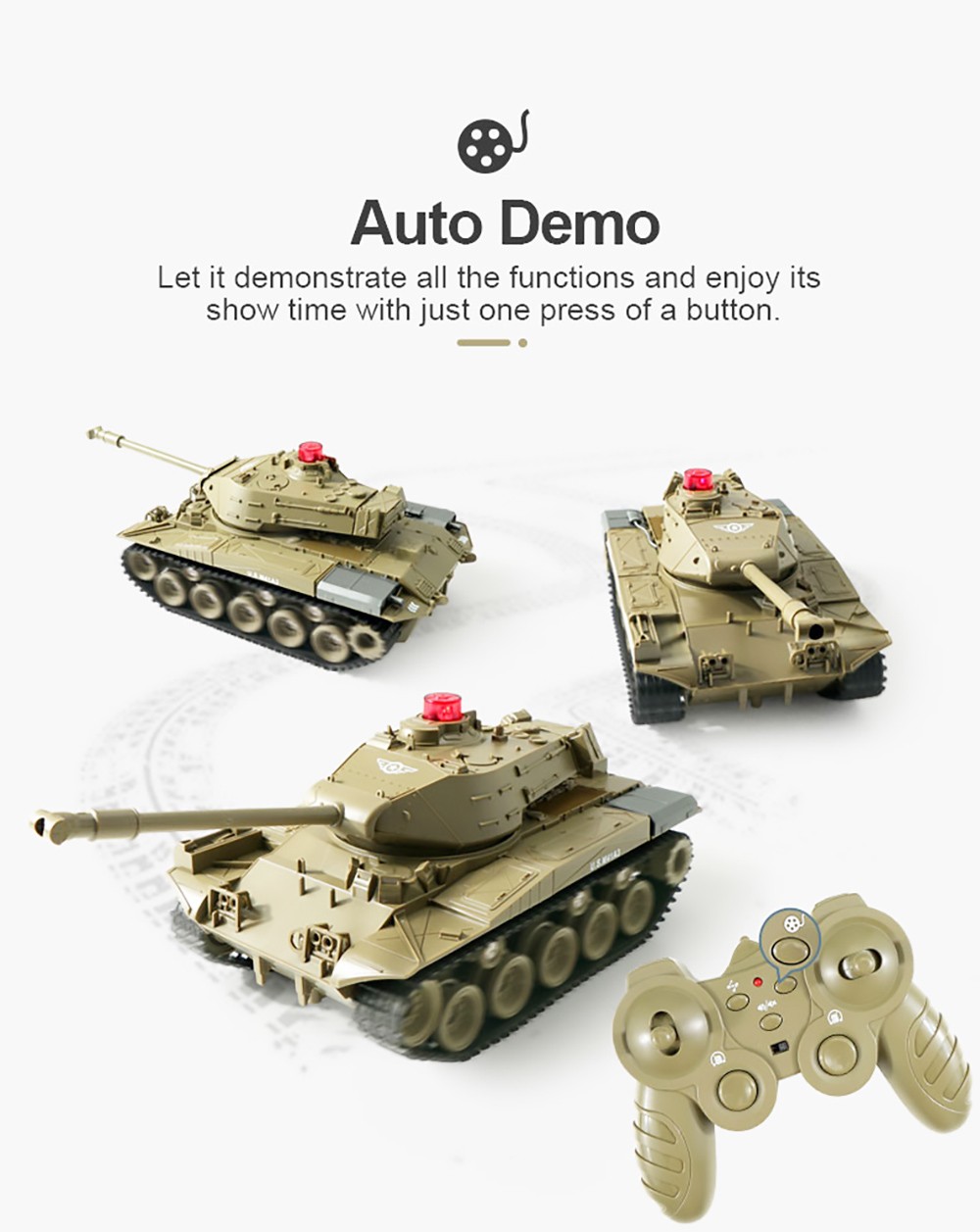JJRC Q85 RC Tank Modèle 2.4G Télécommande Programmable Crawler Tank Military Tank 1/30 RC Car Toy pour Garçons - Army Green