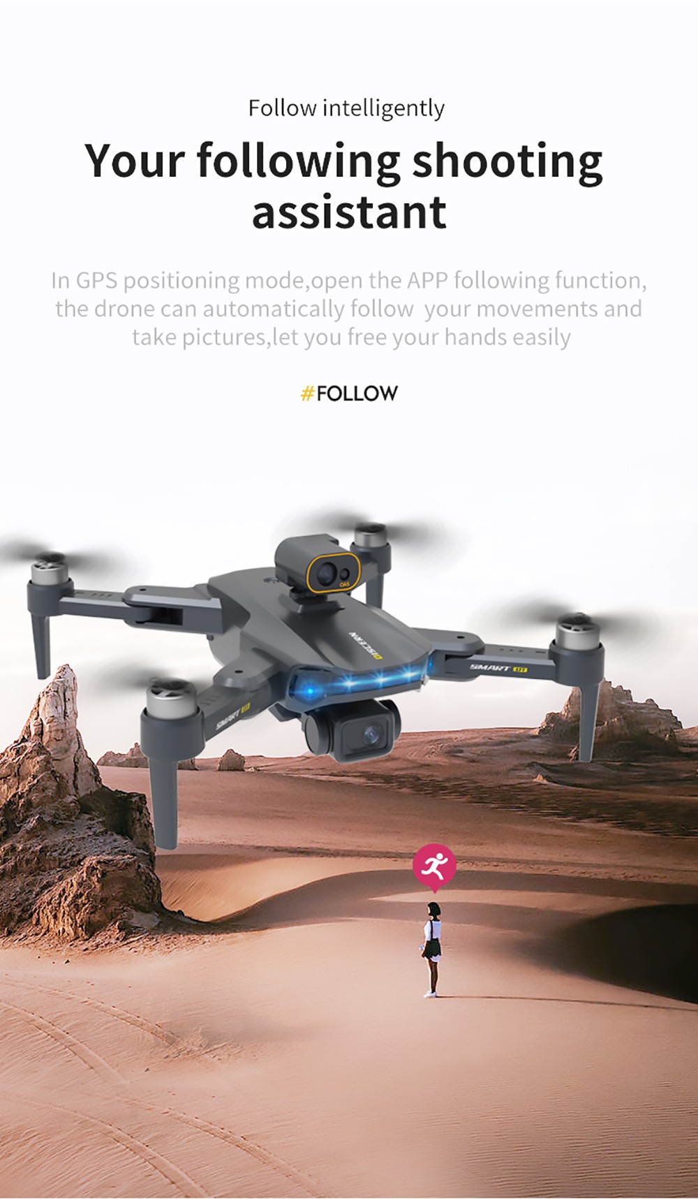 JJRC X21 RC Drone GPS 5G WiFi FPV with Real 4K HD ESC Camera Quadcopter RTF with Obstacle Avoider 3 Batteries - Black