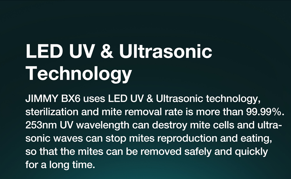 Jimmy BX6 ručný vysávač proti roztočom 600 W, 240 mm rozšírený sací otvor, UV lampa a ultrazvuková technológia - modrý