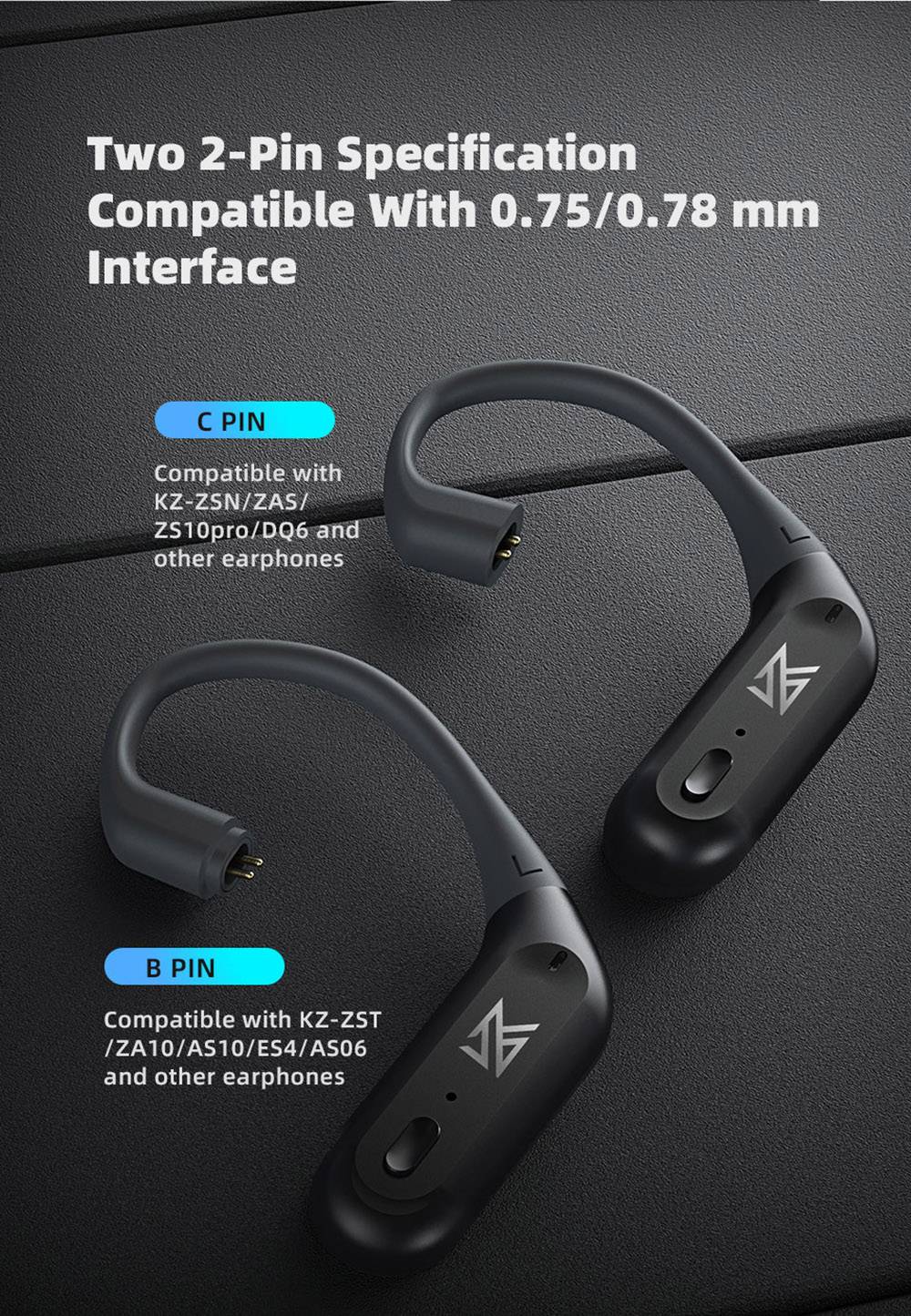 KZ AZ09 Pro HiFi Bluetooth Module Ear Hook TWS Bluetooth 5.2 - Black