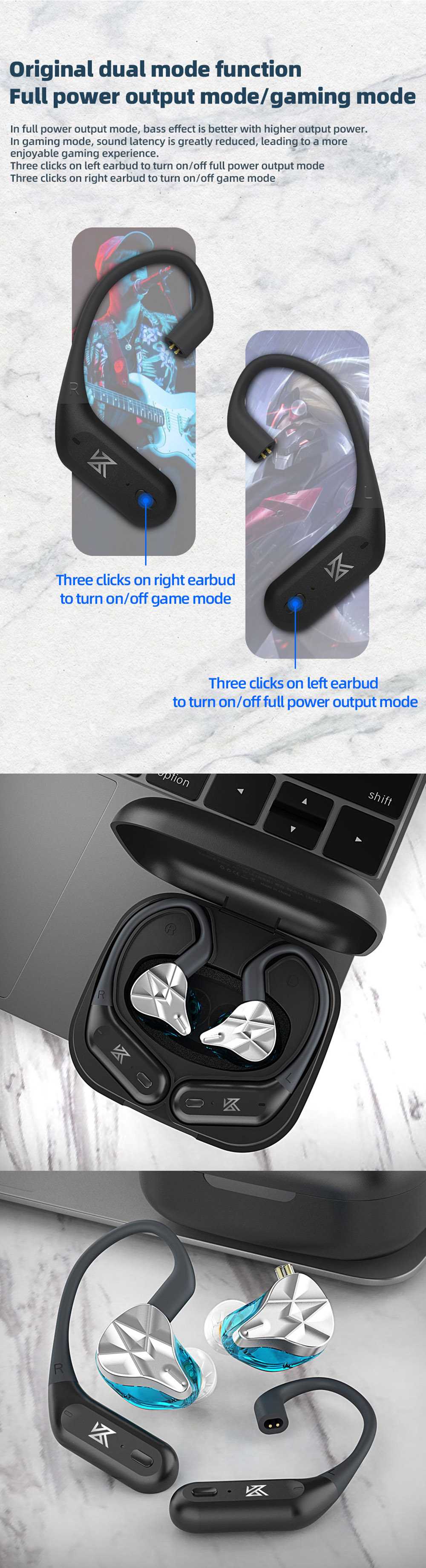 KZ AZ09 Pro HiFi Bluetooth Module Ear Hook TWS Bluetooth 5.2 - Black