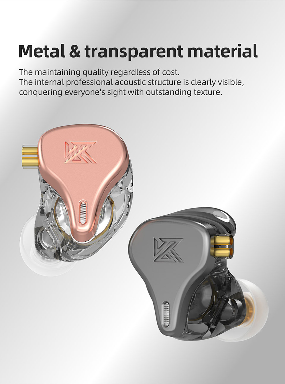 KZ DQ6S Metal Wired Earphones In-Ear Noice Cancelling Sport HiFi with Mic - Black