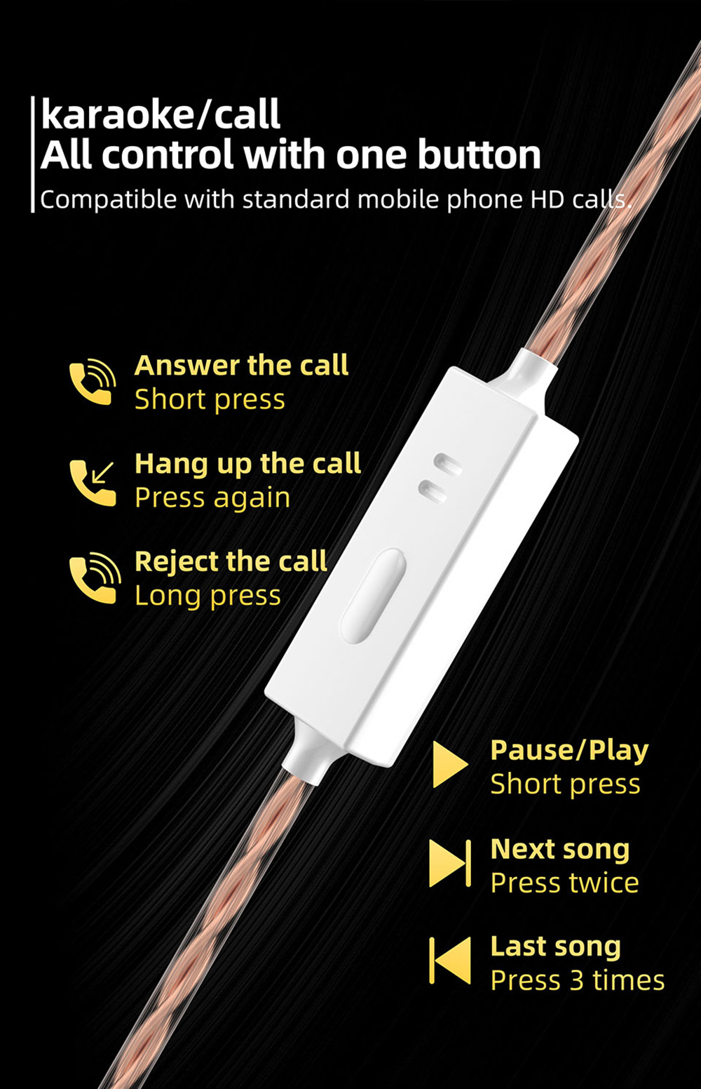 KZ EDS Wired Earphones In-Ear Dual Magnetic Dynamic Drivers HiFi In Ear with Mic for Musician Audiophile - Transparent