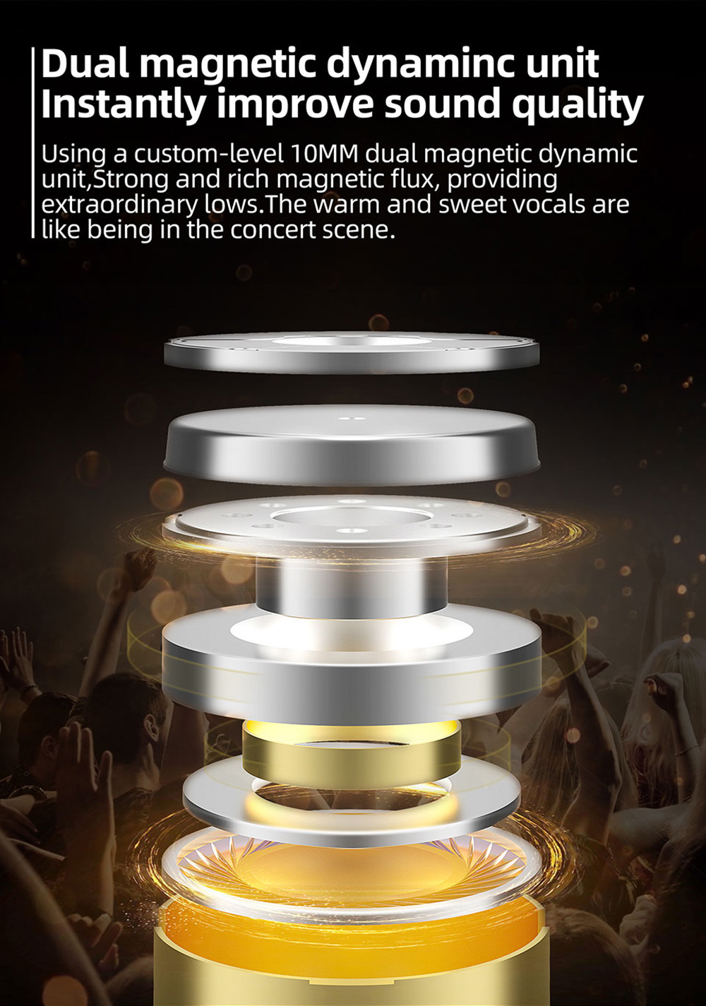 KZ EDS Wired Earphones In-Ear Dual Magnetic Dynamic Drivers HiFi In Ear with Mic for Musician Audiophile - Transparent