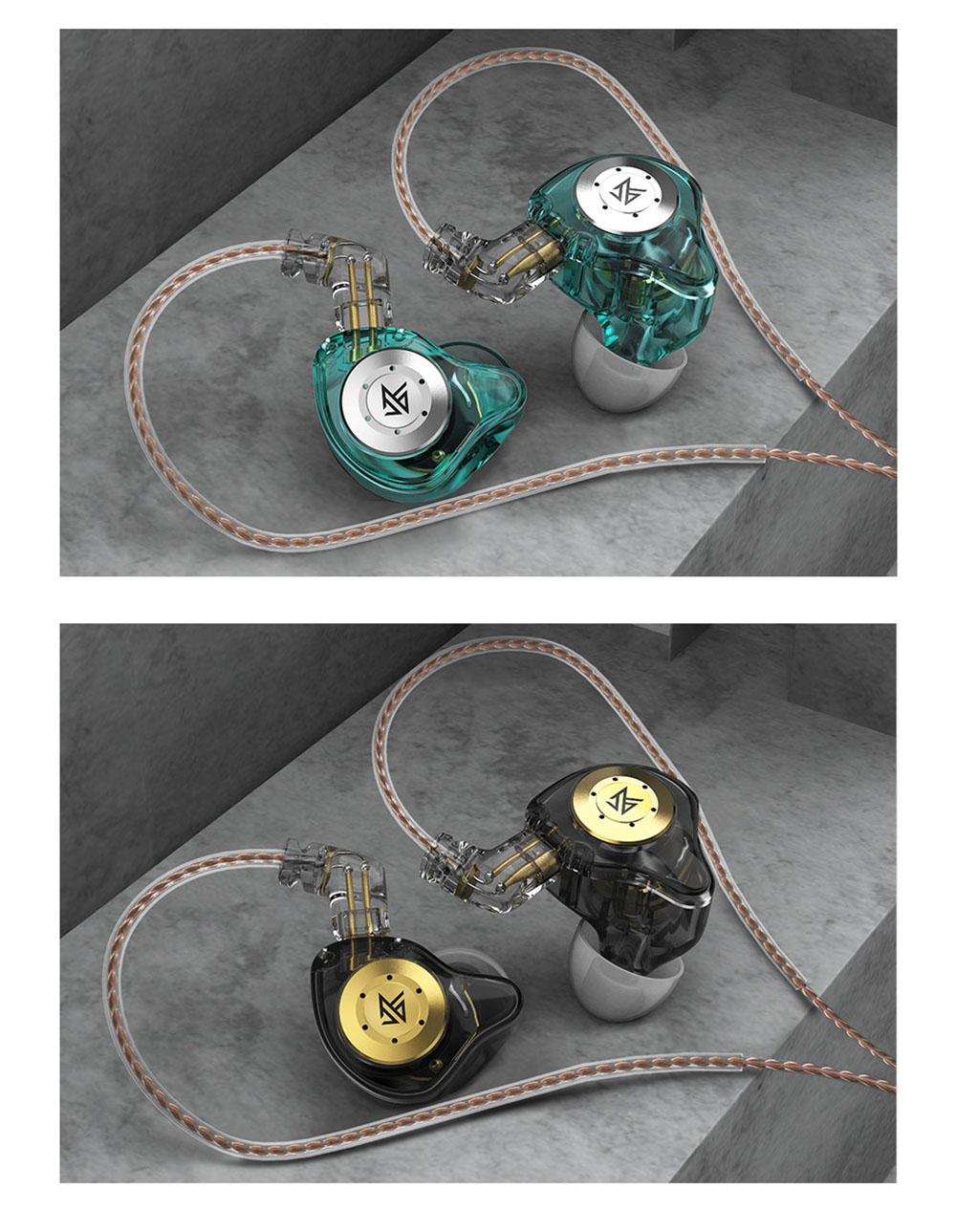 KZ EDX Pro In Ear Wired Earphones HiFi Bass Monitor Headset Noise Cancelling with Mic- Crystal