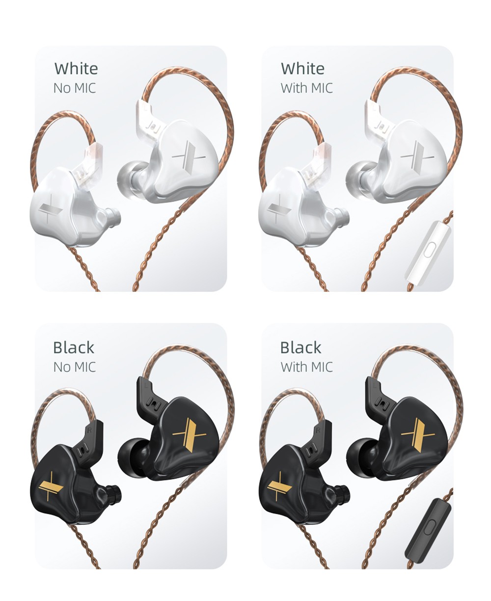 KZ EDX with Mic Wired Earphone In-ear Sport Noise Cancelling Headset - Black