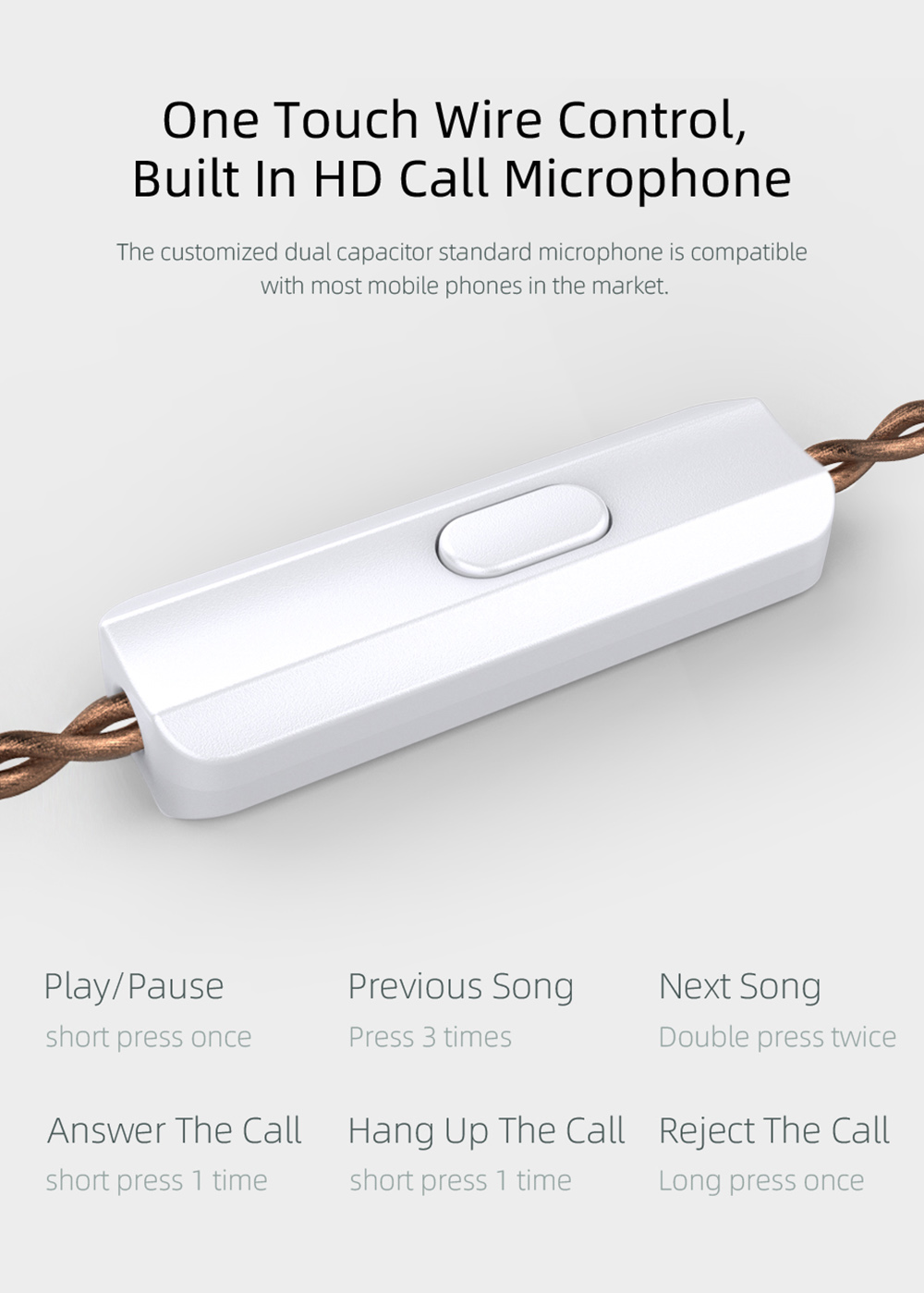 KZ EDX with Mic Wired Earphone In-ear Sport Noise Cancelling Headset - White