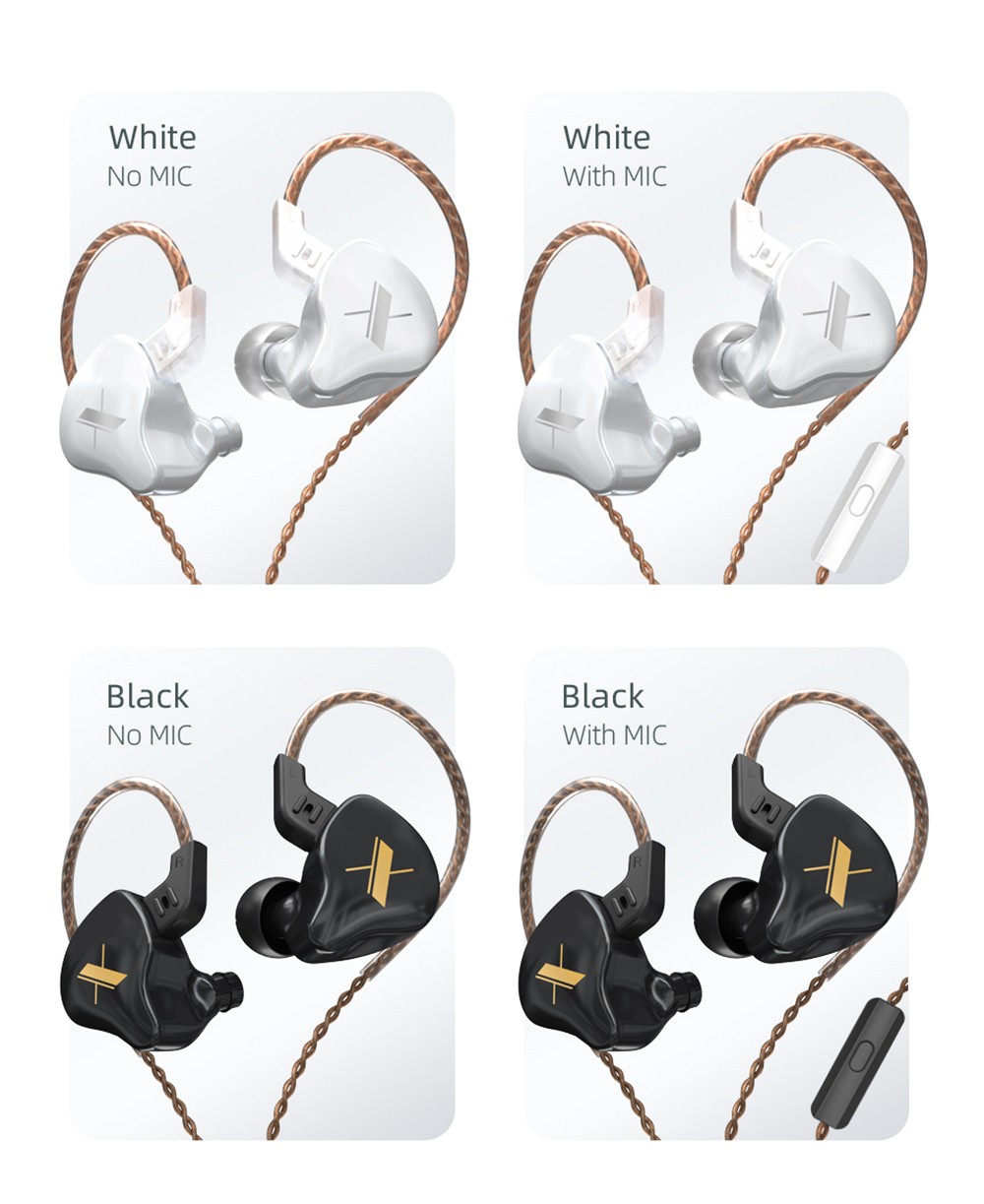 KZ EDX with Mic Wired Earphone In-ear Sport Noise Cancelling Headset - White