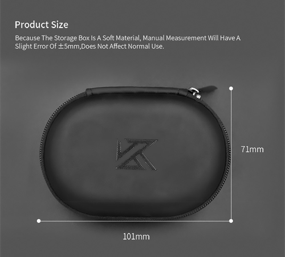 KZ Oval Case Protective Bag for Earphone Storage Portable - Black