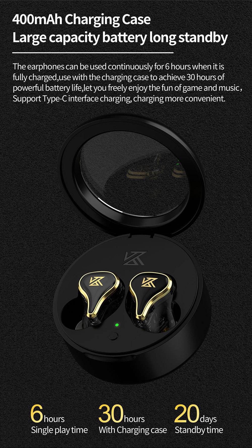 KZ SK10 Pro TWS Earphones Bluetooth 5.2 Wireless Hybrid HiFi Gaming Earbuds Noise Cancelling - Black