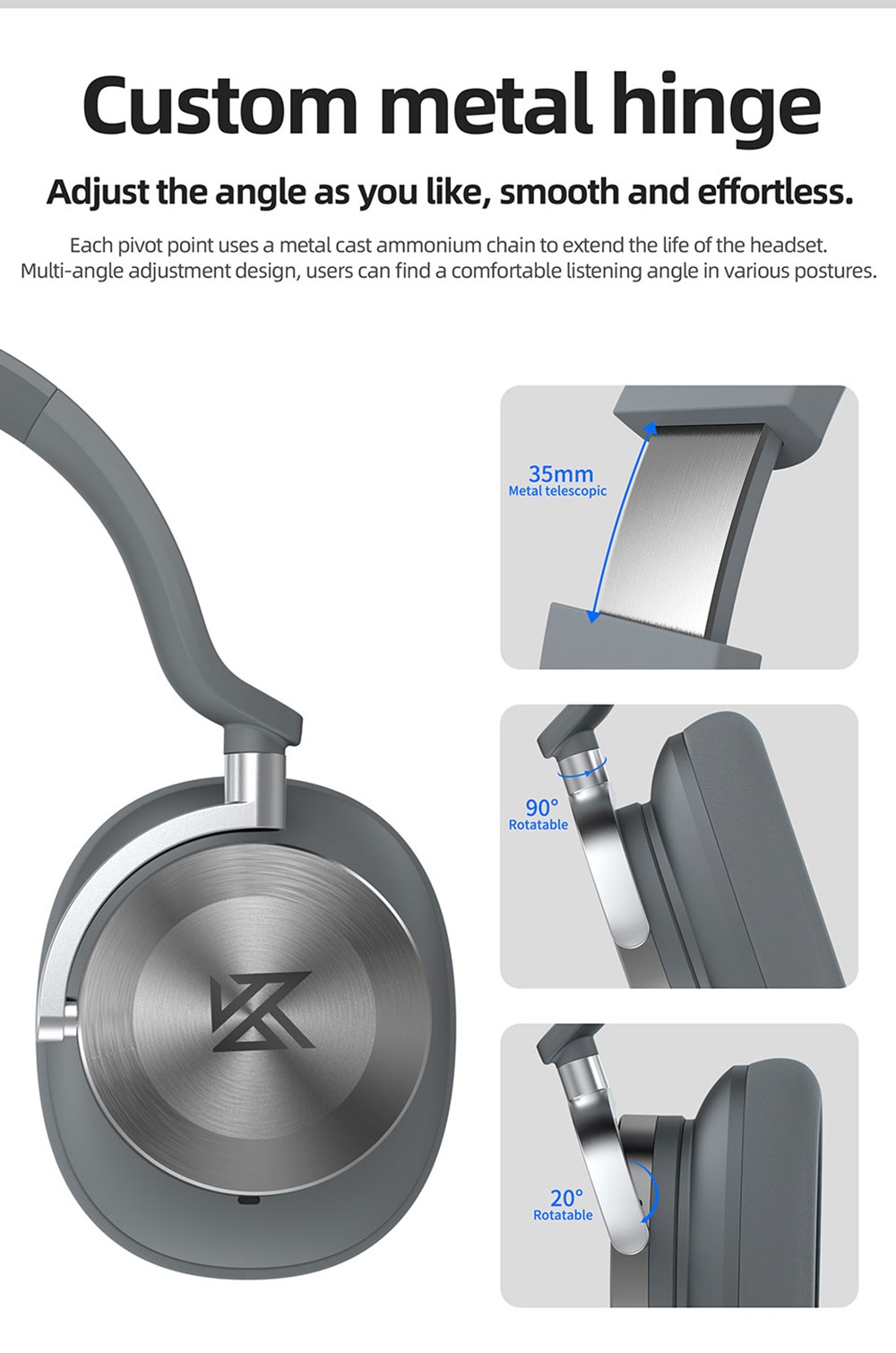 Kz T Anc Wireless Headphones With Mic Silver