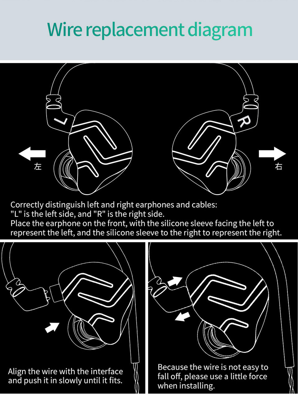 KZ ZES Electrostatic+Dynamic Wired HiFi Earphone Bass Earbuds In-Ear Monitor Noise Cancelling with Mic - Silver
