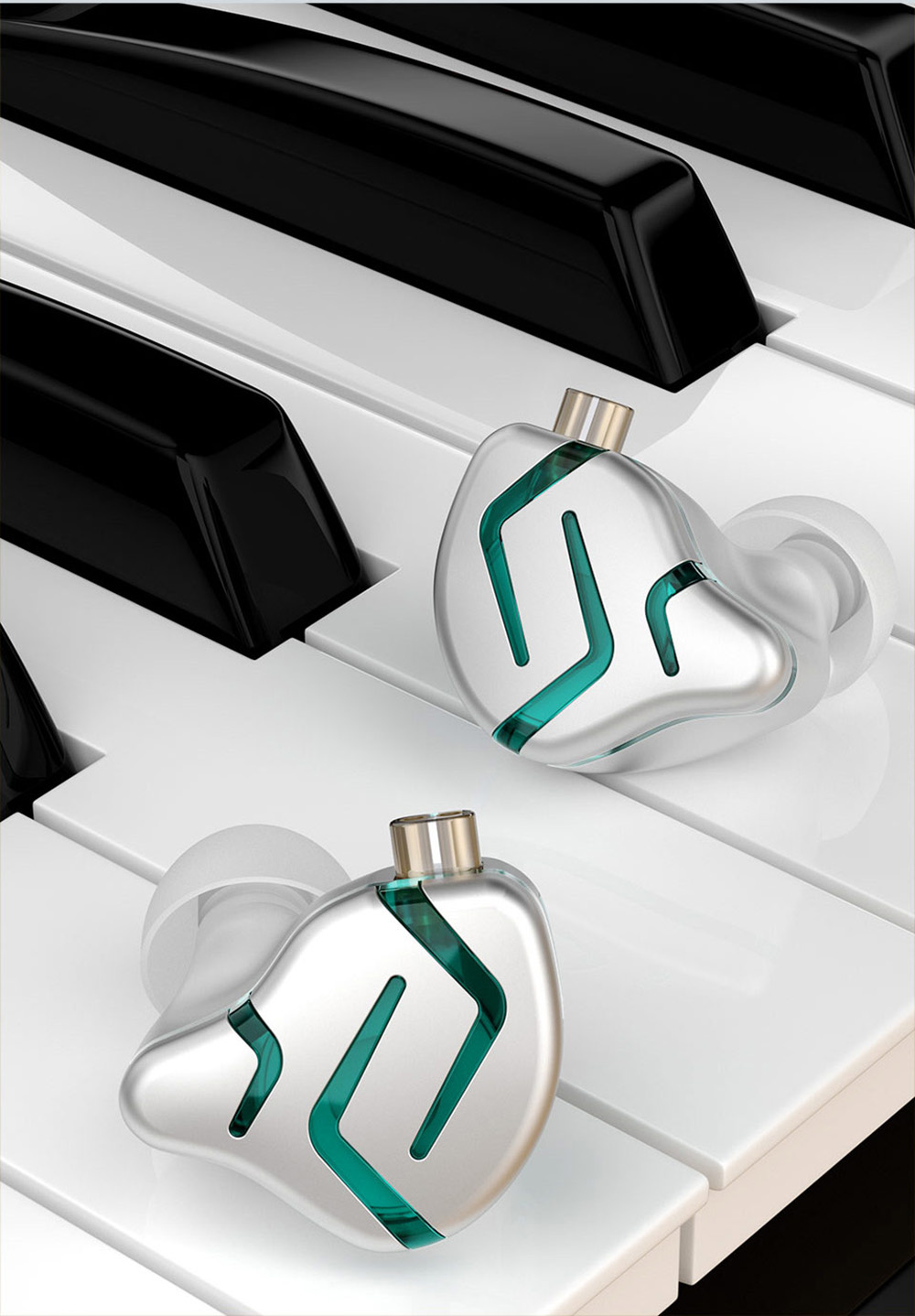 KZ ZES Electrostatic+Dynamic Wired HiFi Earphone Bass Earbuds In-Ear Monitor Noise Cancelling with Mic - Silver