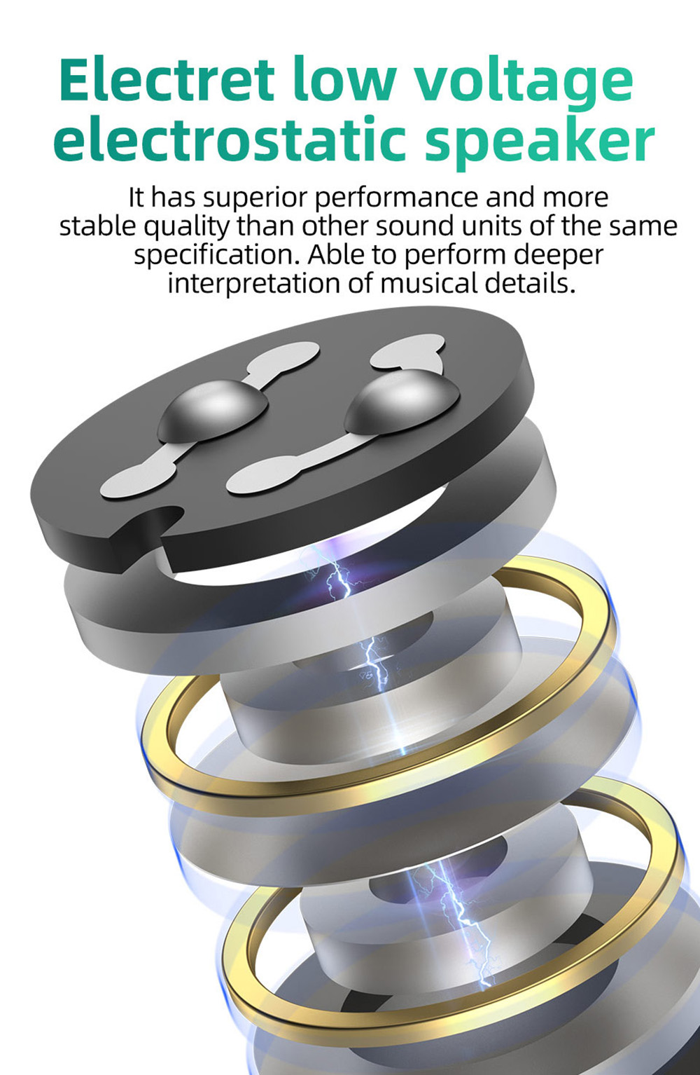 KZ ZES Electrostatic+Dynamic Wired HiFi Earphone Bass Earbuds In-Ear Monitor Noise Cancelling with Mic - Silver