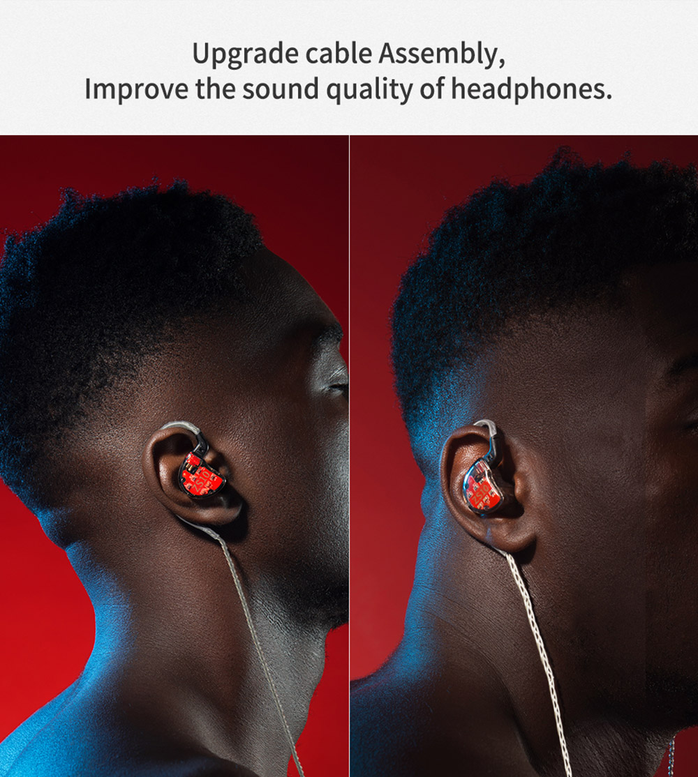 KZ ZS10 Wired Earphone 4BA+1DD Hybrid Technology In-ear HiFi Bass Game Headset - with Mic Black