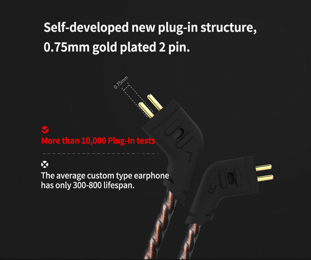 KZ ZS10 Wired Earphone 4BA+1DD Hybrid Technology In-ear HiFi Bass Game Headset - with Mic Black