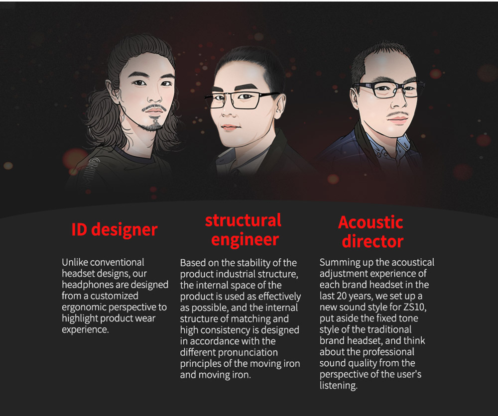 KZ ZS10 Wired Earphone 4BA+1DD Hybrid Technology In-ear HiFi Bass Game Headset - with Mic Black