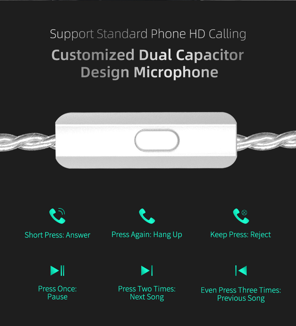 KZ ZST X Hybrid Unit In-Ear Earphones with Silver-plated Cable with Mic - Colorful