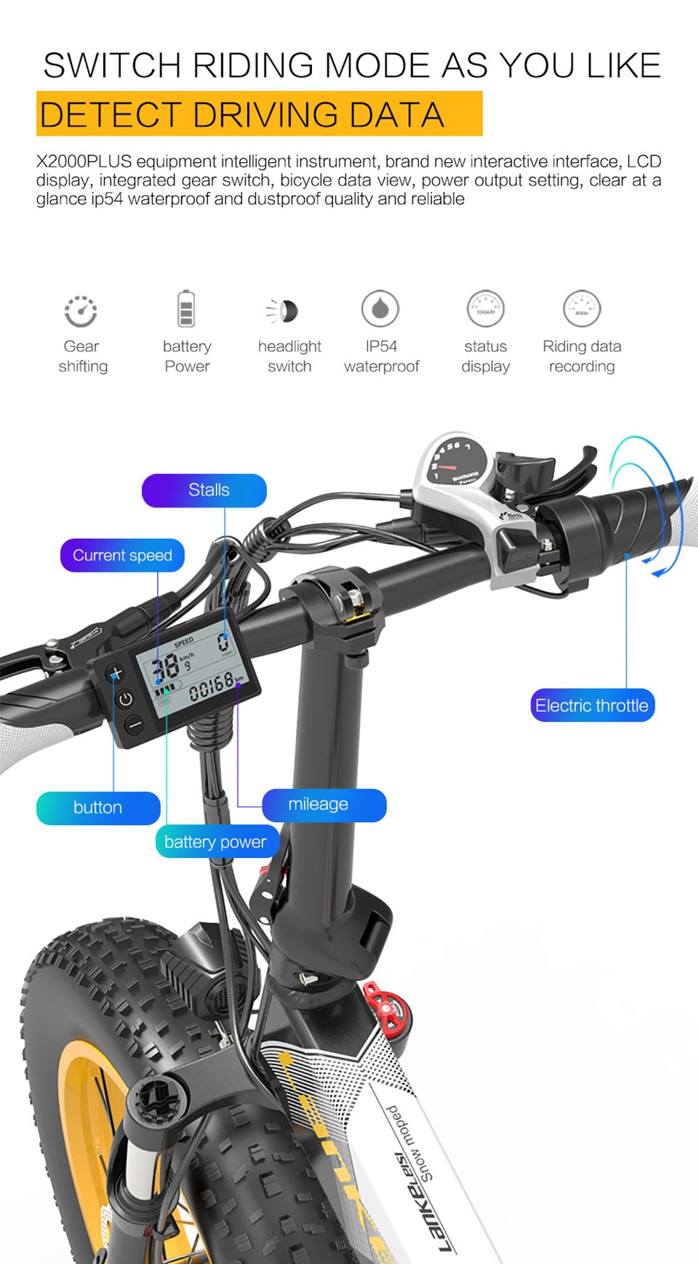 LANKELEISI X2000 PLUS Moped Electric Bike Folding Bike 10.4Ah 48V 500W 35km/h Max Speed Max Load 150kg - Gray