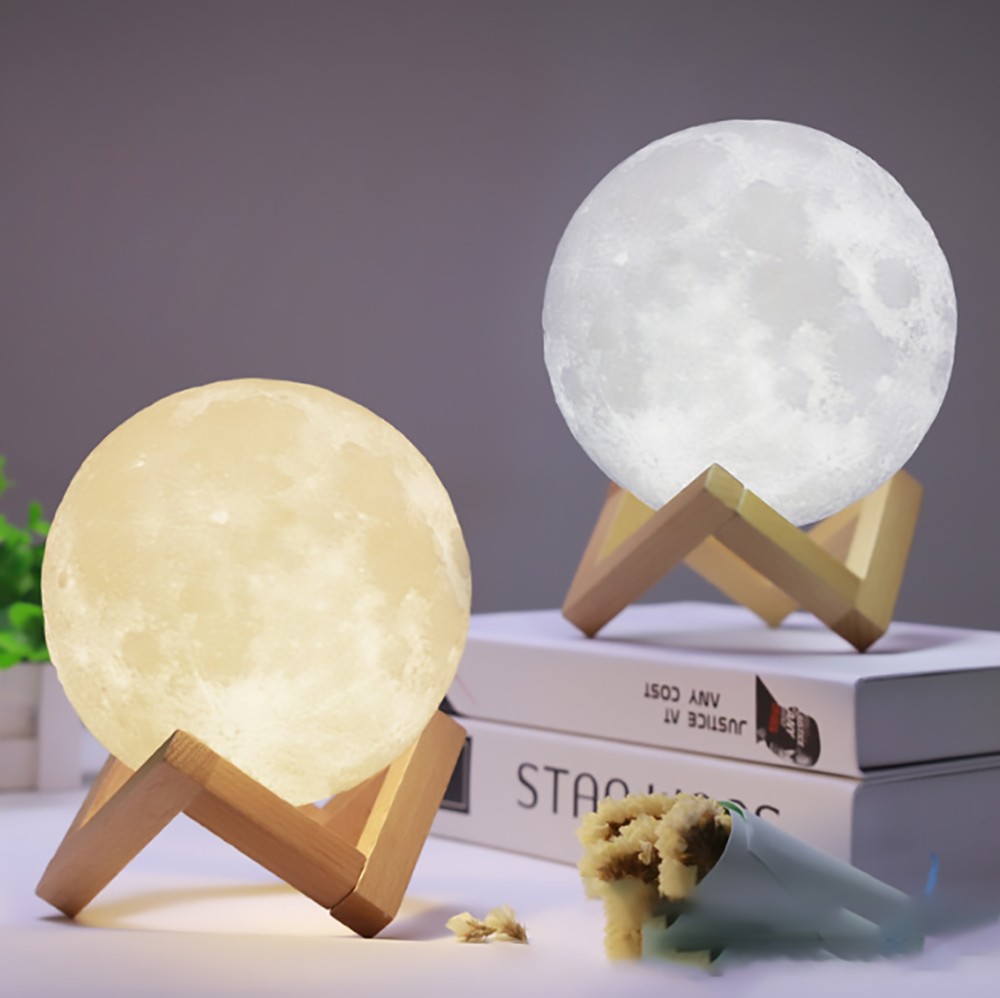 LED Moon Lamp with Remote Control Dimmable Brightness 16 Main Colors 4 Light Conversion Modes with USB Charging