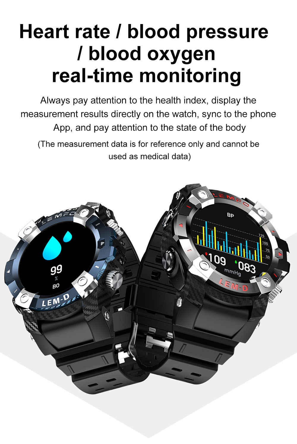 LEMFO LEMD Smartwatch + Earbuds Set 1.3-Inch TFT Touchscreen with Sports Modes Health Monitor - Blue