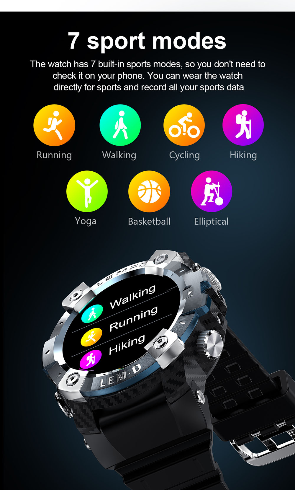 LEMFO LEMD Smartwatch + Earbuds Set 1.3-Inch TFT Touchscreen with Sports Modes Health Monitor - Red