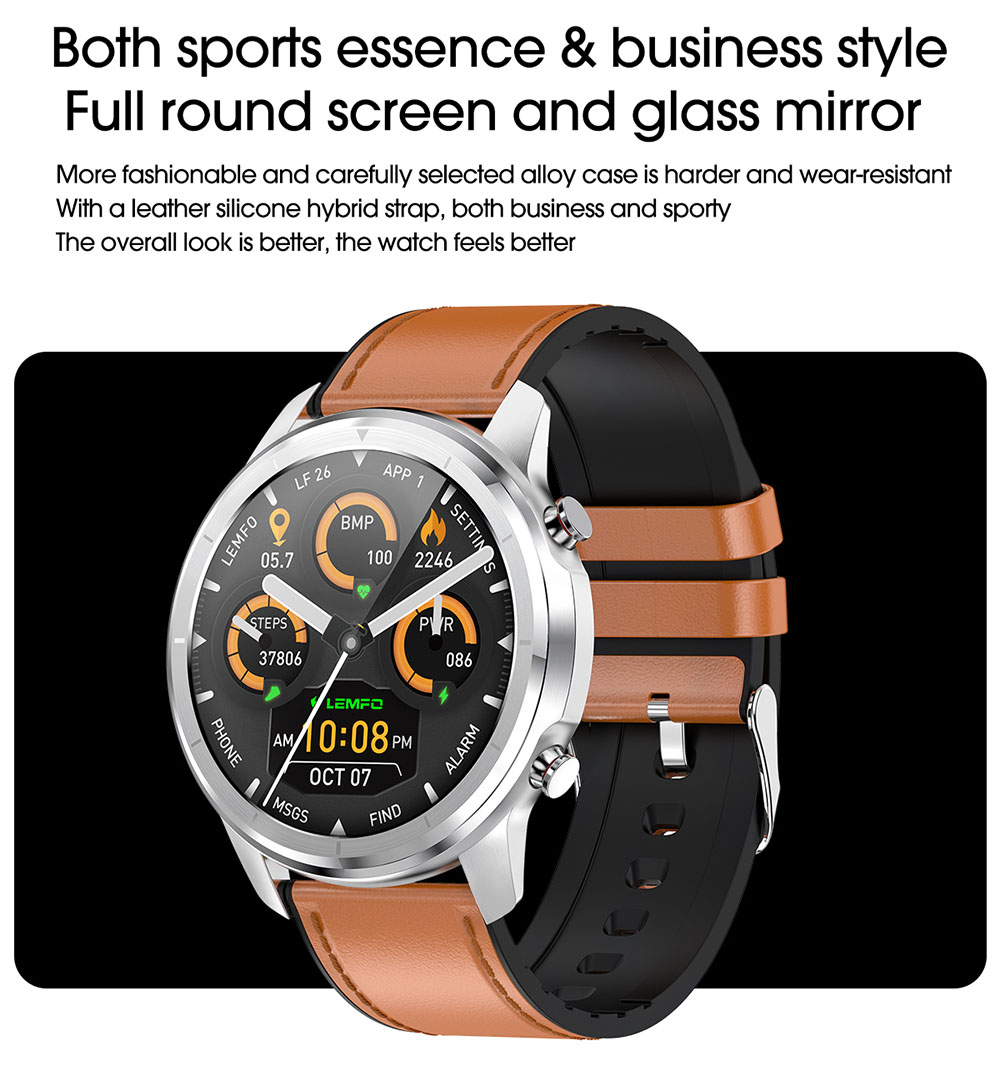 LEMFO LF26 Smartwatch Full Touch HD Amoled Screen Bluetooth 5.0 Sports Fitness Watch Stainless Steel - Black