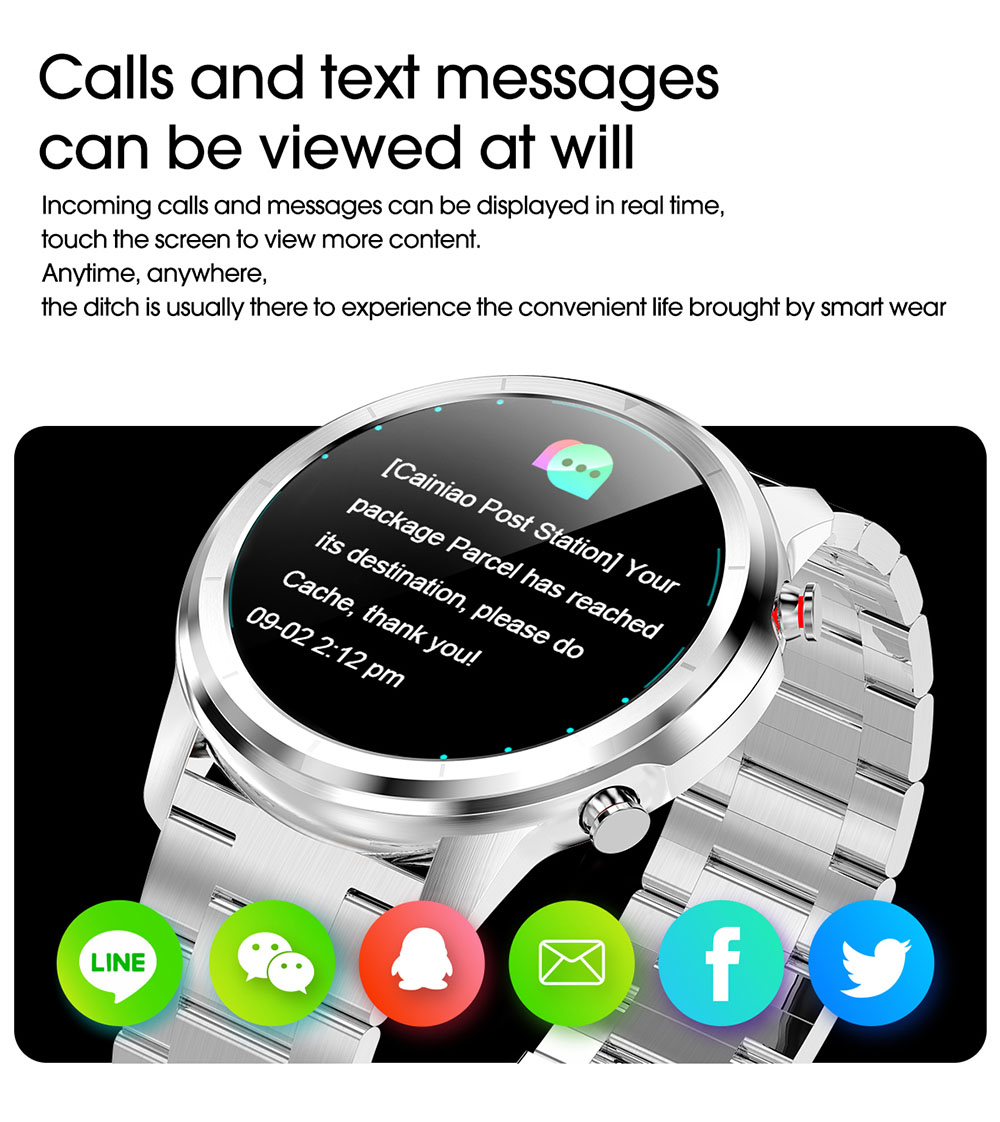 LEMFO LF26 Smartwatch Full Touch HD Amoled Screen Bluetooth 5.0 Sports Fitness Watch Leather - Black Brown