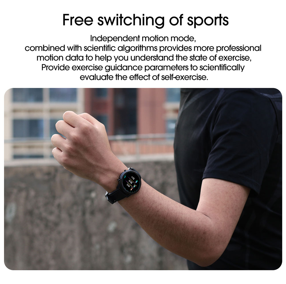 LEMFO LF26 Smartwatch Full Touch HD Amoled Screen Bluetooth 5.0 Sports Fitness Watch Leather - Silver Brown