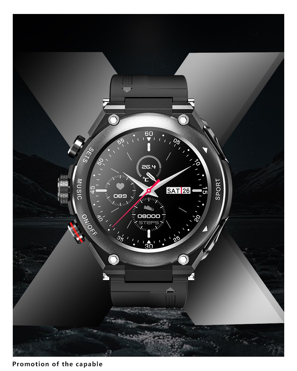 LEMFO T92 Smartwatch 1.28-inch IPS Color Full-Touch Screen Sports Watch with BT Earbuds - Black